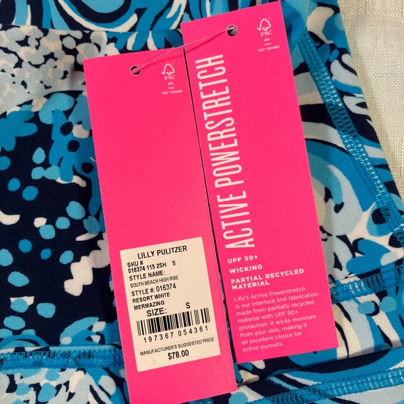 NWT Lilly Pulitzer Luxletic South Beach High Rise Bike Shorts, UPF 50+ Sz. Small - Picture 6 of 15